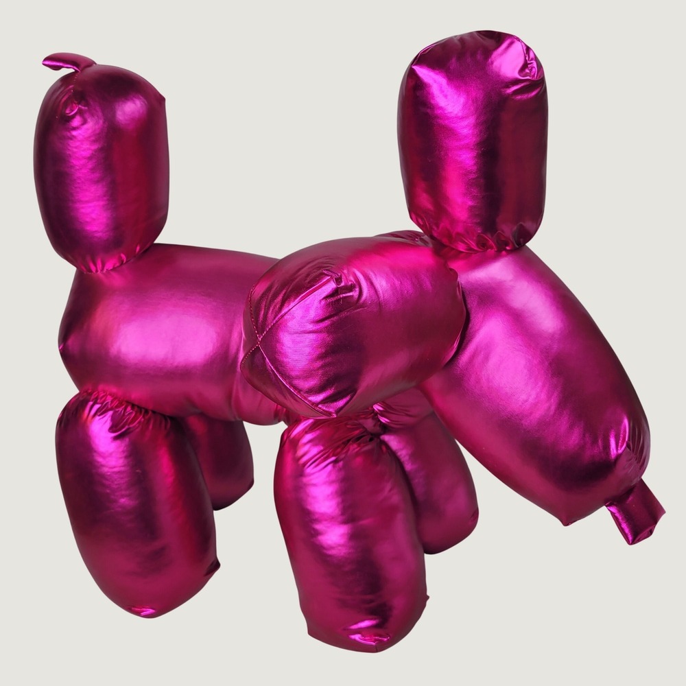 Metallic Hot Pink Balloon Dog Plush Decorative Accent Pillow Modern Home Decor
